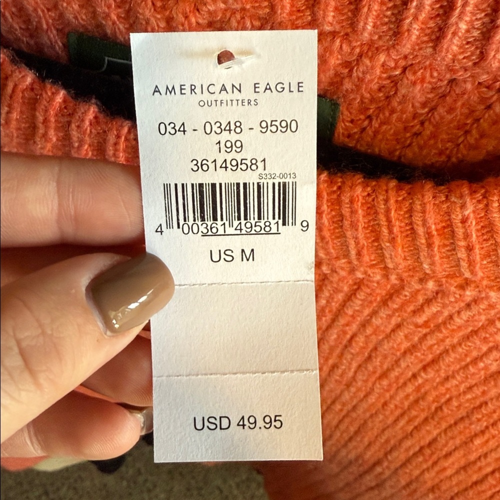 NWT American Eagle Outfitters Coral Crew Neck Sweater Size Medium in Coral Color - Picture 8 of 8